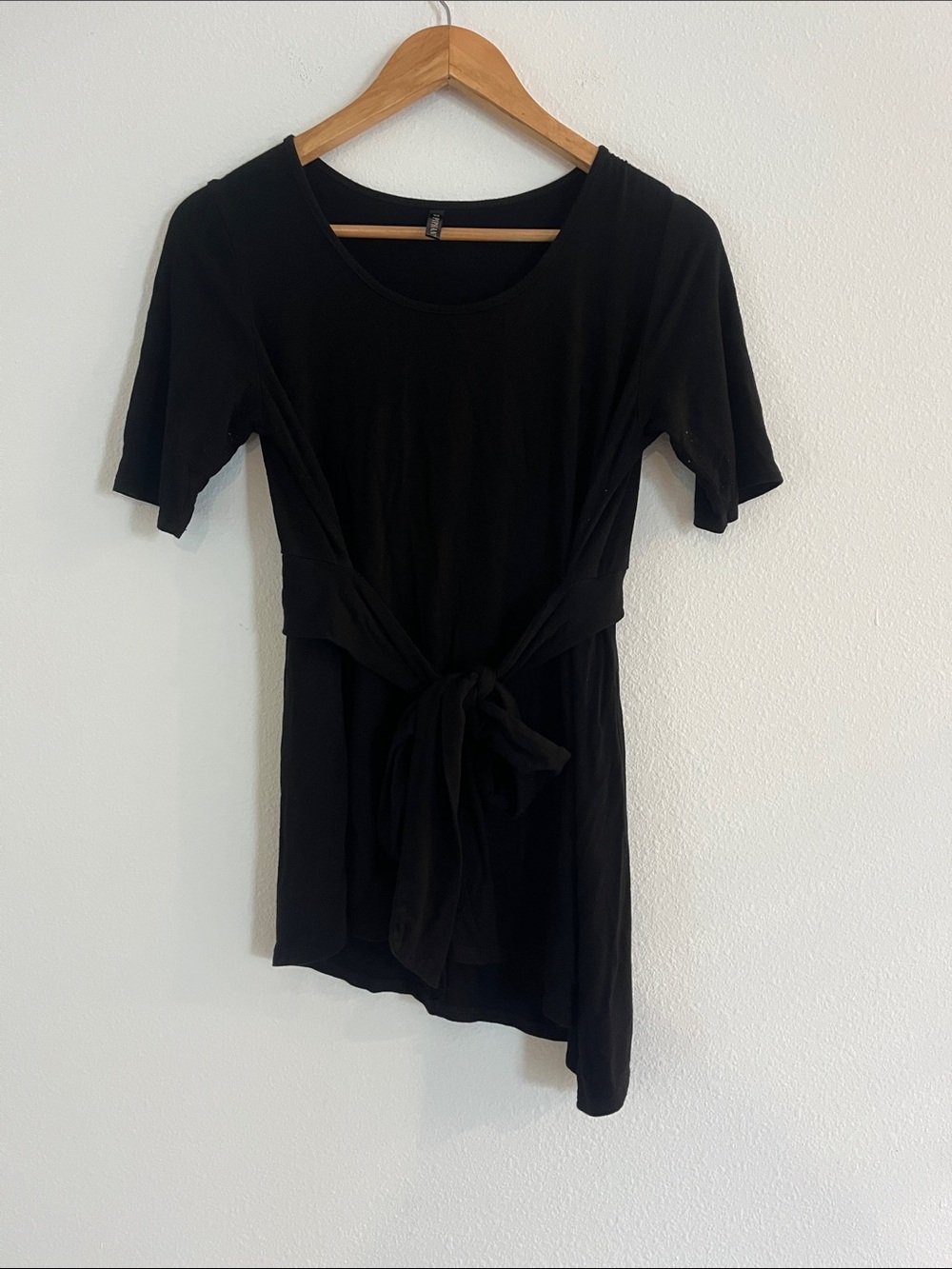 Piphany Black Tie-Front Asymmetrical Top